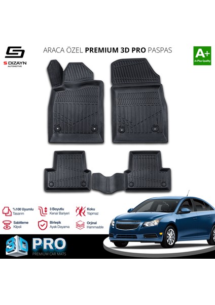 Chevrolet Cruze 3D Pro Havuzlu Paspas 2008-2019 A+ Kalite