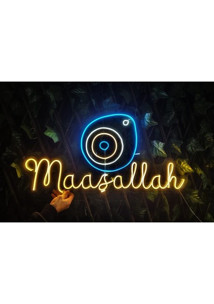 Cizgineon Maşallah Işıklı Neon LED Duvar Dekarasyon