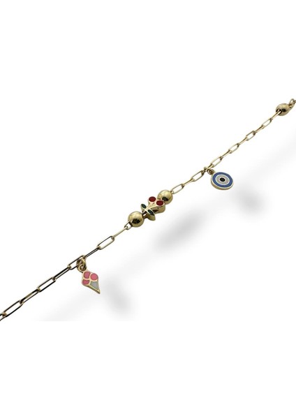 Kiraz Dondurma Nazar Çocuk Bilekliği 14 Ayar Altın Bileklik fiyatları