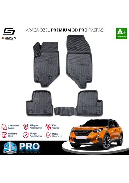 Peugeot 2008 3D Pro Havuzlu Paspas 2019-2023 A+ Kalite