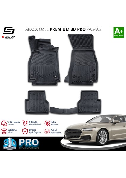 Audi A7 3D Pro Havuzlu Paspas 2018 Üzeri A+ Kalite