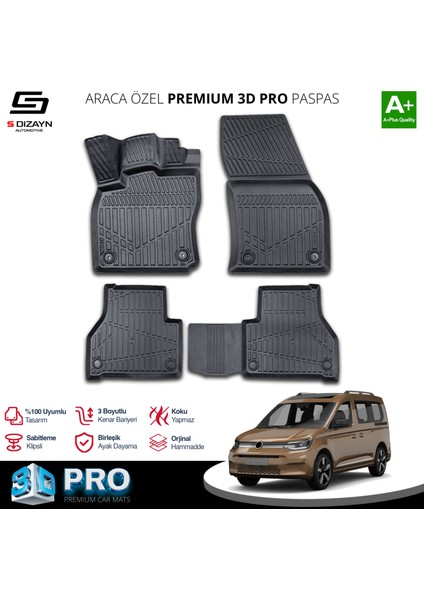 Vw Caddy 3D Pro Havuzlu Paspas 2020 Üzeri A+ Kalite