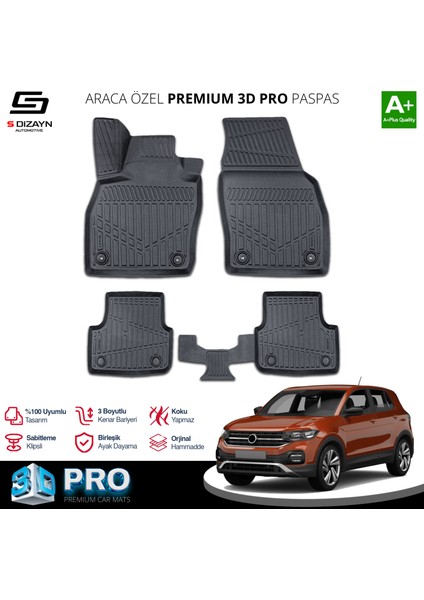 VW T-Cross 3D Pro Havuzlu Paspas 2019 Üzeri A+ Kalite