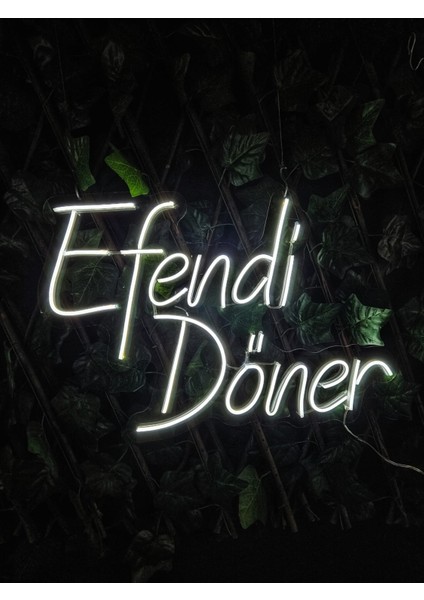 Cizgineon Efendi Döner Işıklı Neon LED Duvar Dekarasyon Beyaz 40*55 cm