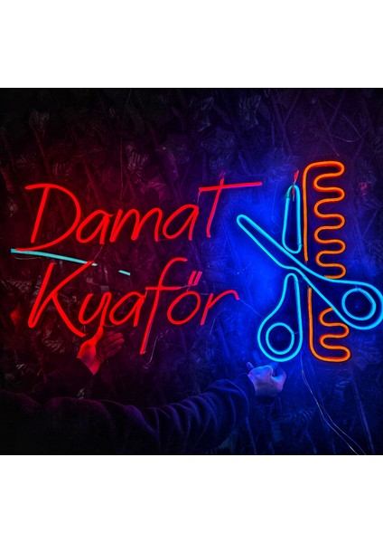 Cizgineon Kuaför Işıklı Neon LED Duvar Dekarasyon