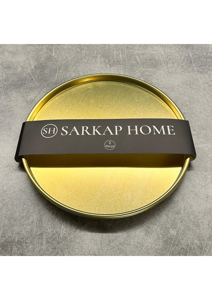 Home 2'li Yuvarlak Sunumluk Tepsi - Gold