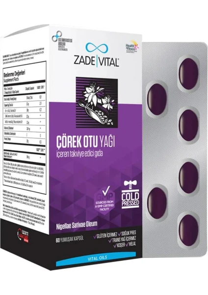 Zade Vital Çörek Otu Yağı Yumuşak Blister Kapsül 900mg 60lı