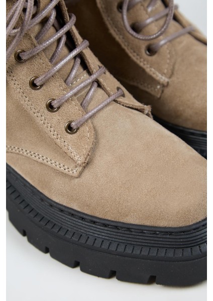 (Avjin) Kadın Deri Bağcıklı Burnu Köşeli Vizon Bot fırsatları