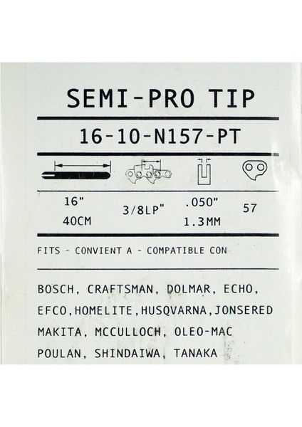 Semi Pro 28.5 Diş 91" Testere Kılavuzu 41 cm 16-10-N157-PT fiyatları