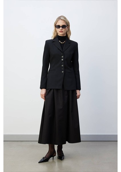 Siyah Çok Düğmeli Blazer