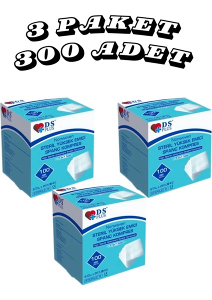 Steril Emici Kompres Gazlı Bez 7,5x7,5cm 300 Adet ( 5 Li Zarf 60 Pk) Hidrofil Sargı 5 Adet Hediye fiyatları