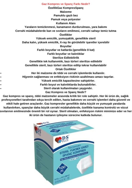 Steril Emici Kompres Gazlı Bez 7,5x7,5cm 300 Adet ( 5 Li Zarf 60 Pk) Hidrofil Sargı 5 Adet Hediye modelleri