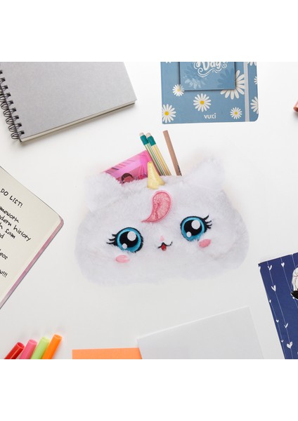 Unicorn Şekilli Pelüş Fermuarlı Yatay Kalem Kutu modelleri