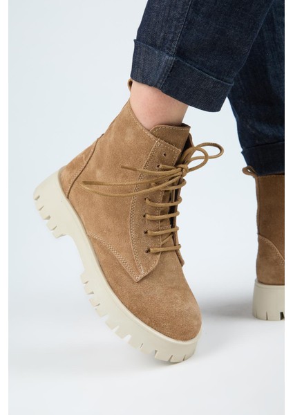 (Viyan) Kadın Deri Bağcıklı Içten Fermuarlı Kum Bot indirimleri