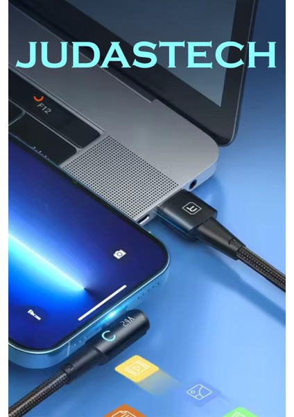J28 Type-C 90 Derece 6A/100W/480MBPS Şarj ve Data Kablosu -2mt