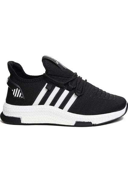 Axs Siyah Beyaz Triko Erkek Sneaker Spor Ayakkabı