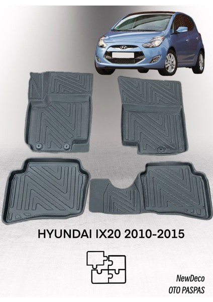 NewDeco Hyundai IX20 2010-2015 Için 5,5d Carbon Style Havuzlu Paspas - Tpe Malzeme