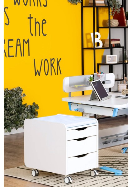 Öğrenciler İçin Çekmeceli Keson, Ekstra Depolama Alanı - Taşıma kap. 100kg, Beyaz/Beyaz - Sirius fiyatları