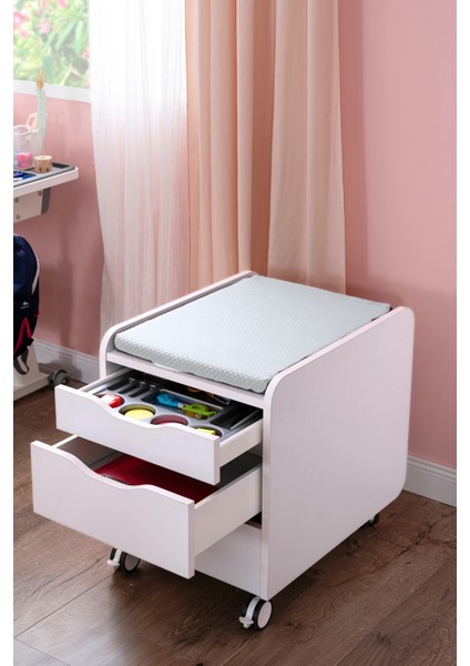 Öğrenciler İçin Çekmeceli Keson, Ekstra Depolama Alanı - Taşıma kap. 100kg, Beyaz/Beyaz - Sirius fırsatları