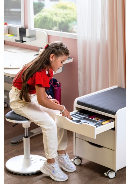 Modern Ofisler İçin Tekerlekli ve Çekmeceli Keson - Taşıma kap. 100kg, Beyaz/Antrasit - Sirius fırsatları