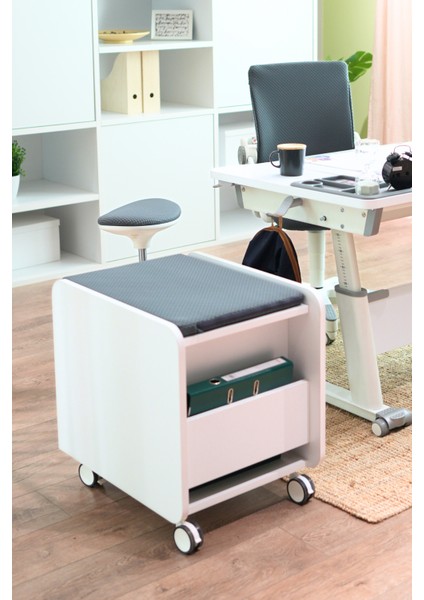 Modern Ofisler İçin Tekerlekli ve Çekmeceli Keson - Taşıma kap. 100kg, Beyaz/Antrasit - Sirius indirimleri