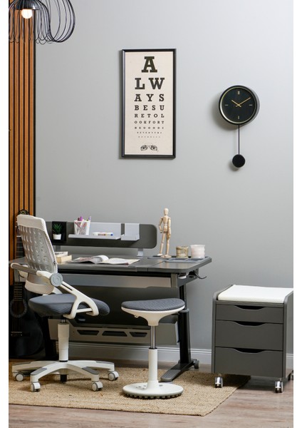 Home Ofis Tekerlekli Keson, Oturum Minderli - Taşıma kap. 100kg, Antrasit/Beyaz - Sirius