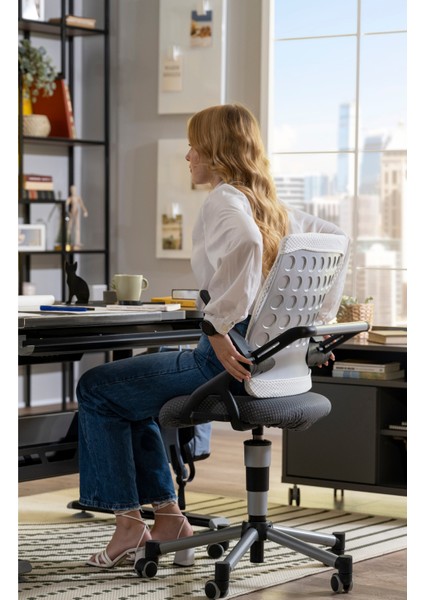 Liseli Çalışma Sandalyesi, Yükseklik Ayarlı Sandalye - Taşıma kap. 120kg, Beyaz/Fuşya - Vega Plus fırsatları