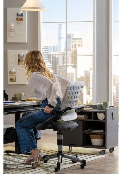 Liseli Çalışma Sandalyesi, Yükseklik Ayarlı Sandalye - Taşıma kap. 120kg, Beyaz/Fuşya - Vega Plus indirimleri