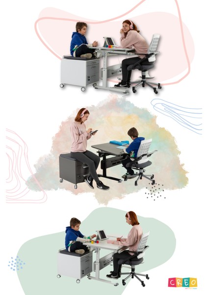 Liseli Çalışma Sandalyesi, Yükseklik Ayarlı Sandalye - Taşıma kap. 120kg, Beyaz/Fuşya - Vega Plus