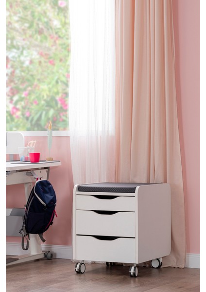 Kurumsal Ofis Tipi Tekerlekli Keson, Çekmeceli Keson - Taşıma kap. 100kg, Ekru/Antrasit - Sirius