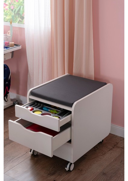 Kurumsal Ofis Tipi Tekerlekli Keson, Çekmeceli Keson - Taşıma kap. 100kg, Ekru/Antrasit - Sirius fiyatları