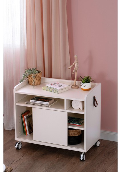 Home Ofis Depolama Ünitesi, Tekerlekli Smart Keson - Taşıma kap. 100kg, Beyaz - Smart