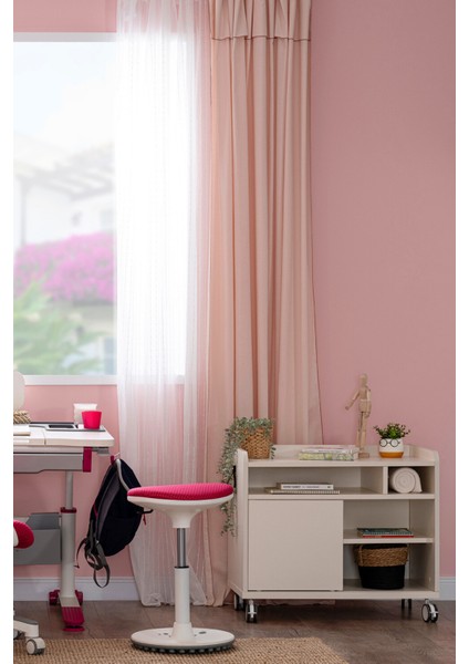 Genç Odası İçin Pratik Keson, Sürgü Kapaklı, Tekerlekli - Taşıma kap. 100kg, Ekru - Smart modelleri