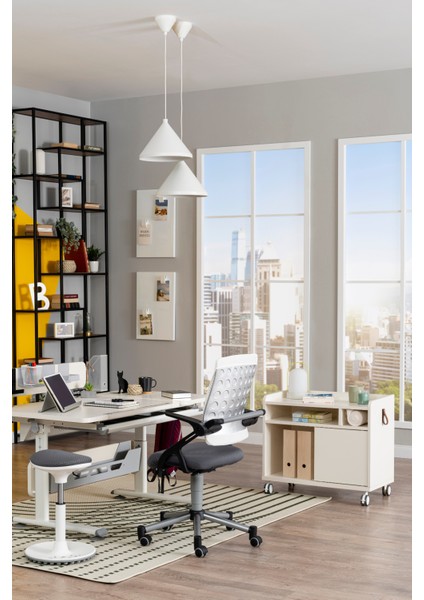 Genç Odası İçin Pratik Keson, Sürgü Kapaklı, Tekerlekli - Taşıma kap. 100kg, Ekru - Smart fırsatları