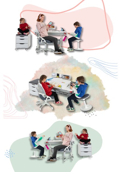 Liseli Bilgisayar Sandalyesi, Sırt Ayarlı Çalışma Sandalye - Taşıma kap. 120kg, Mavi/Mavi - Sirius