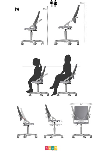 Liseli Bilgisayar Sandalyesi, Sırt Ayarlı Çalışma Sandalye - Taşıma kap. 120kg, Mavi/Mavi - Sirius