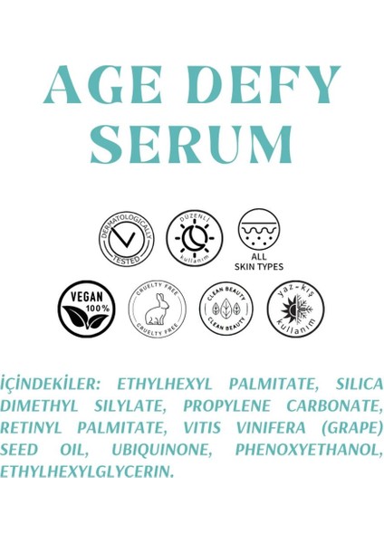 Retinol & Üzüm Çekirdeği & Co Enzim Q10 İçeren Yaşlanma Karışıtı Serum - Age Defy Serum