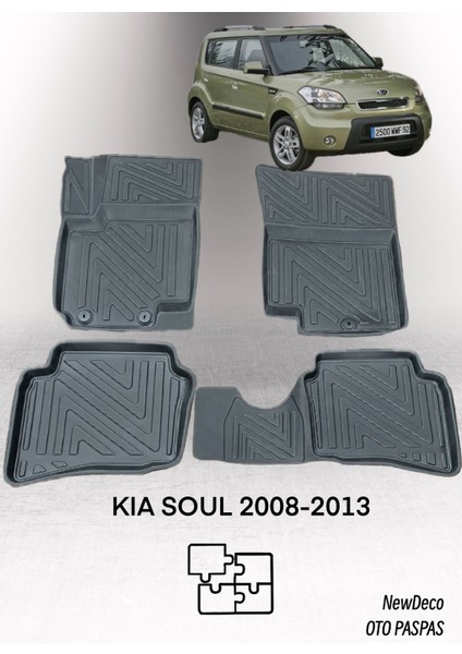 NewDeco Kia Soul 2008-2013 Için 5,5d Carbon Style Havuzlu Paspas - Tpe Malzeme