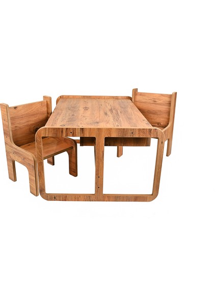 Çocuk Aktivite Oyun Masası - Çalışma ve Hamur Masası - 2 Sandalye- Mdf- 80 x 55 x 45 cm