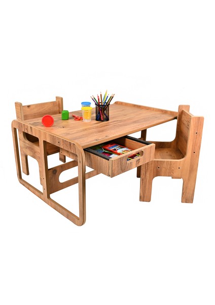 Çocuk Aktivite Oyun Masası - Çalışma ve Hamur Masası - 2 Sandalye- Mdf- 80 x 55 x 45 cm modelleri