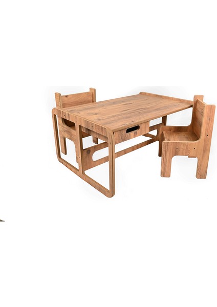 Çocuk Aktivite Oyun Masası - Çalışma ve Hamur Masası - 2 Sandalye- Mdf- 80 x 55 x 45 cm fırsatları