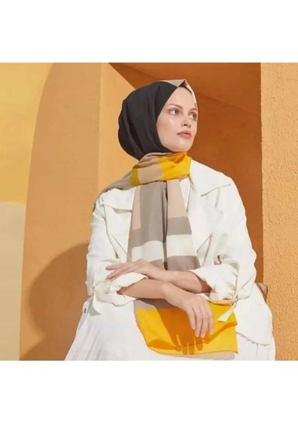 Medine Ipeği Şal Ekose Desen Siyah Sarı fiyatları