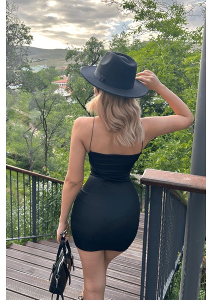 Kadın Siyah Ince Askılı Basic Şık Mini Şık Elbise fiyatları