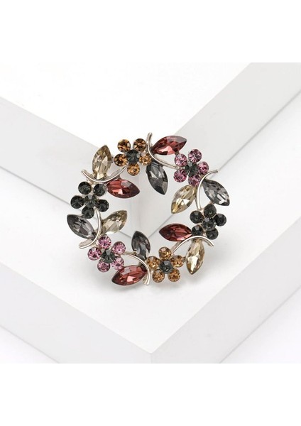 Retro Flower Klasik Model Çelenk Broş-KM-015