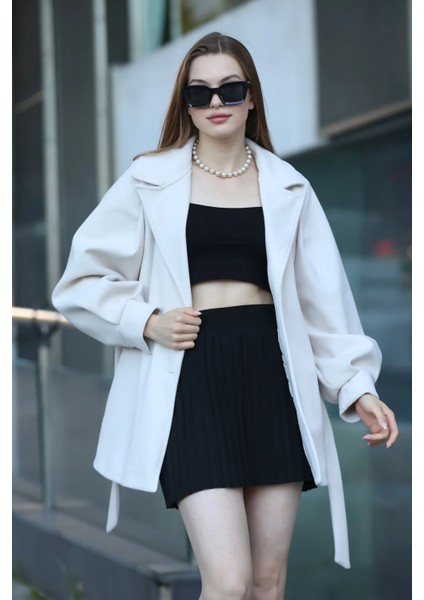 Eyandis Kadın Balon Kol Astarlı Kaşe Ceket