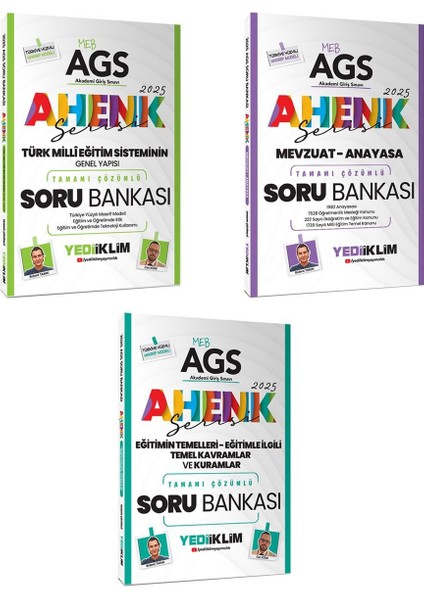 2025 Meb Ags Ahenk Serisi Eğitimin Temelleri Türk Milli Eğitim Sistemi Mevzuat Ve Anayasa Tamamı Çözümlü Soru Bankası Seti 3 Kitap