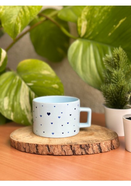 Kalpli Mavi Kupa Bardak , Sevgililer Günü, Doğum Günü, Hediye