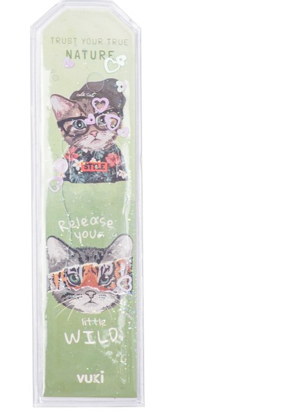 Kedi Desenli Simli Sulu Kitap Ayracı