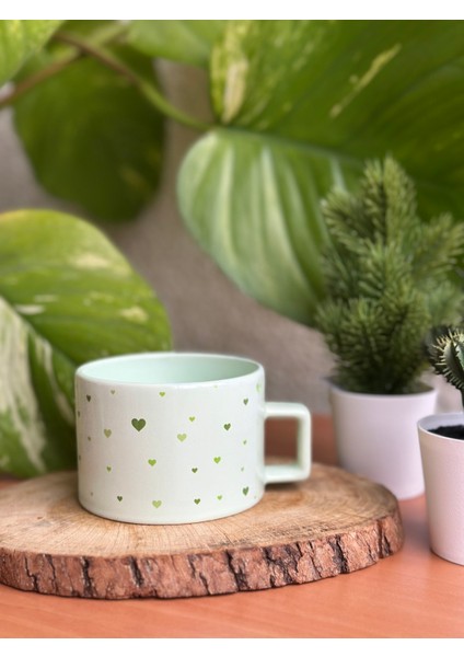 Kalpli Yeşil Kupa Bardak , Doğum Günü, Sevgililer Günü, Hediye