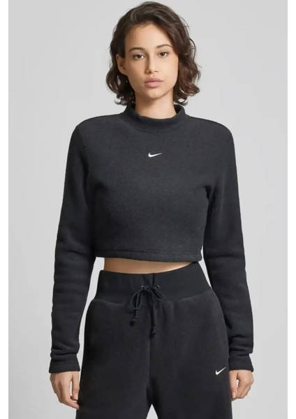 Sportswear Phoenix Plush Kadın Crop Slim Fit Kesim Siyah Sweatshrit fiyatları